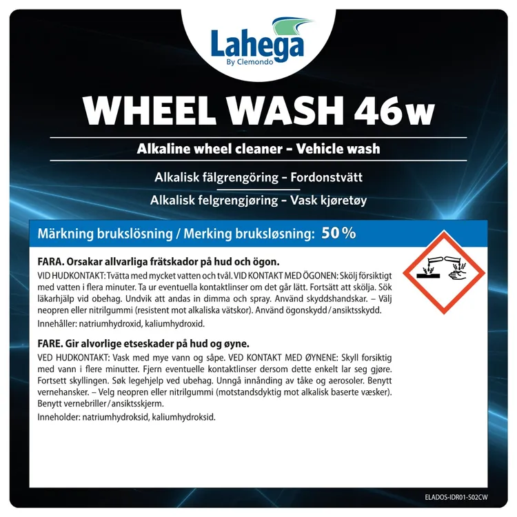 Bruksetikett Lahega Wheel Wash 46w