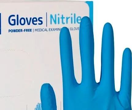 Nitrilhandske Blå Puderfri L, 100st/frp