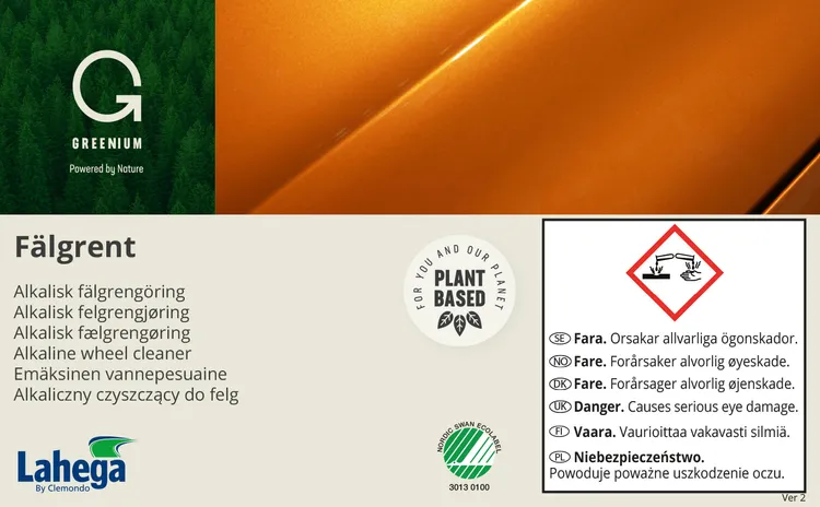 Bruksetikett Lahega Greenium Fälgrent